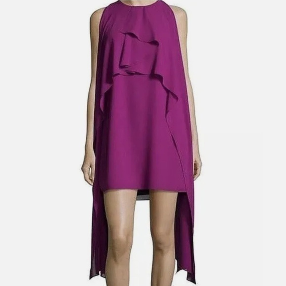 NWT Belle Badgley Mischka Women's Tiered Sheath Dress Size 6 Purple